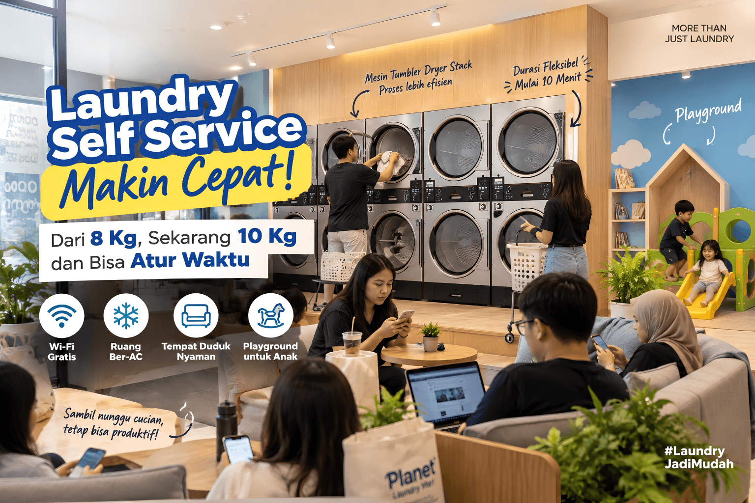 Laundry Self Service Makin Cepat: Dari 8 Kg, Sekarang 10 Kg dan Bisa Atur Waktu, Ini Jawabannya
