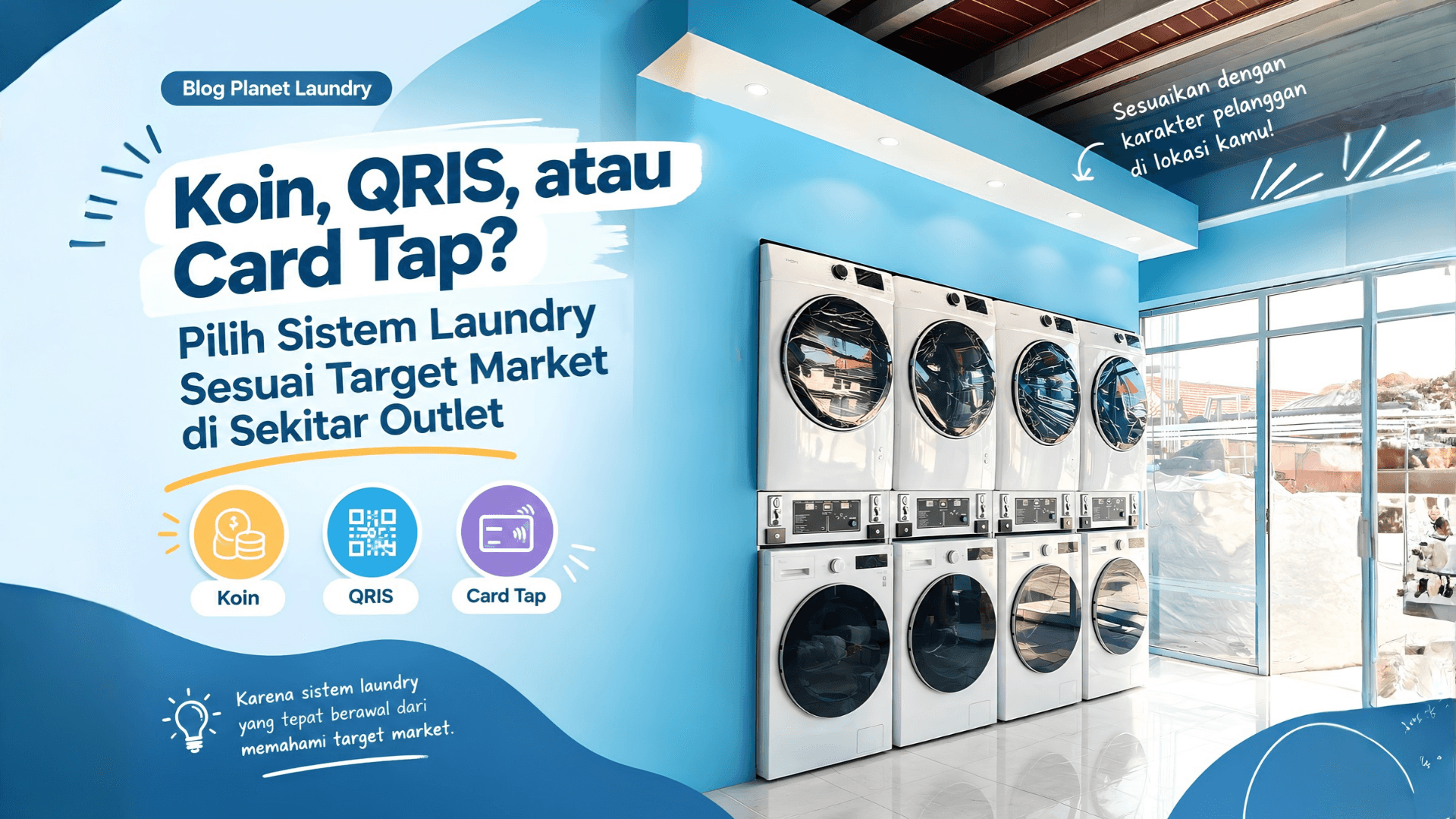 Koin, QRIS, atau Card Tap? Pilih Sistem Laundry Sesuai Target Market